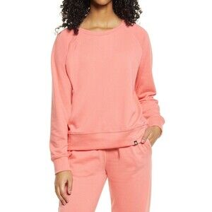 circleX Women's Cozy Pullover Sweatshirt long sleeve in Coral Size M